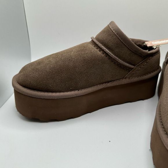 CUSHIONAIRE Women's Genuine Suede Cozy Mule Platform +Memory Foam 7.5 TAUPE - Picture 7 of 7